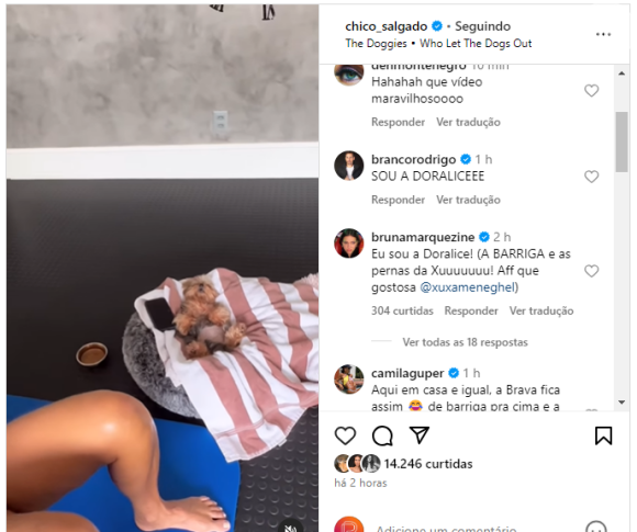 Bruna Marquezine fica surpresa com pernas e barriga de Xuxa Meneghel ao ver treino da apresentadora: 'Gostosa'