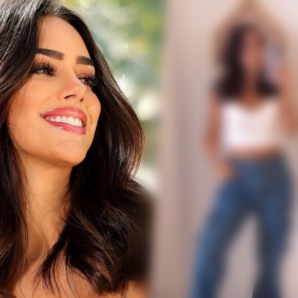 Bruna Biancardi entra em 1ª calça jeans pós-parto e mostra que já tem antes e depois do nascimento da Mavie