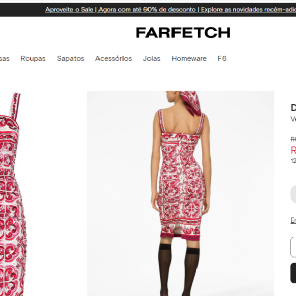 Vestido de Bruna Biancardi está em promoção no site FARFETCH. Com 40% OFF, a peça sai a R$ 11.721. A loja online aceita parcelamento em até 12 vezes sem juros