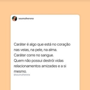 Bruna Biancardi publicou mensagem sobre falta de caráter no Instagram
