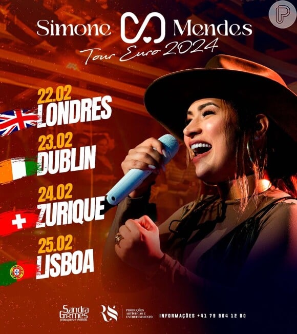 Turnê internacional de Simone Mendes passa por Inglaterra, Irlanda, Suiça e Portugal