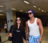 Jade Magalhães e Luan Santana foram flagrado em um aeroporto de São Paulo