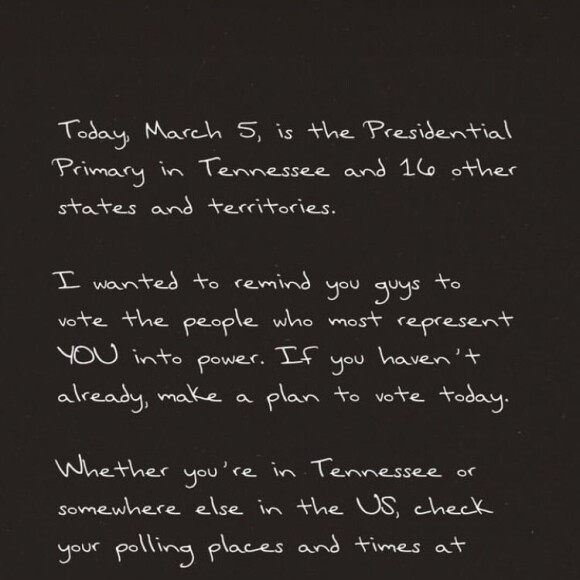 Taylor Swift escreveu: 'Eu queria lembrar a vocês, pessoal, a votar nas pessoas que mais representam VOCÊ no poder'