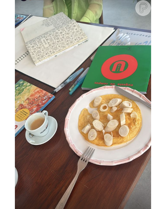 Maiara também mostrou o que come pelas manhãs: um omelete com palmito