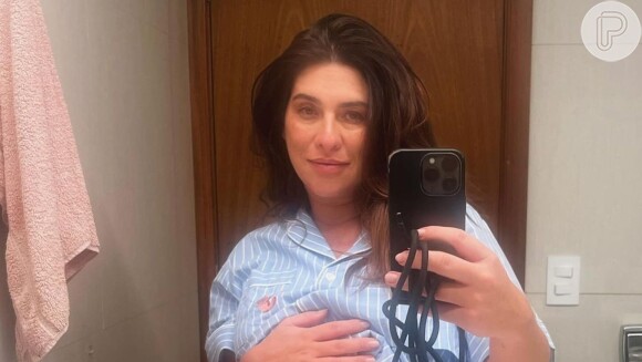 Fernanda Paes Leme exibe barrigão na reta final da gravidez e surpreende internautas