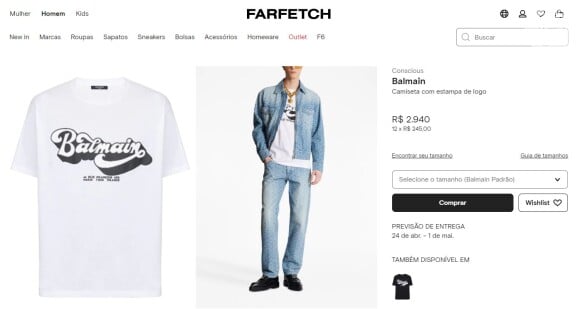 A blusa de Zé Felipe pode ser comprada por quase R$ 3 mil na Farfetch