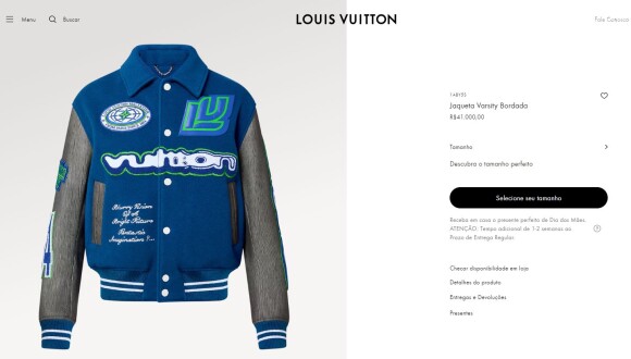 A jaqueta da Louis Vuitton custa R$ 41 mil