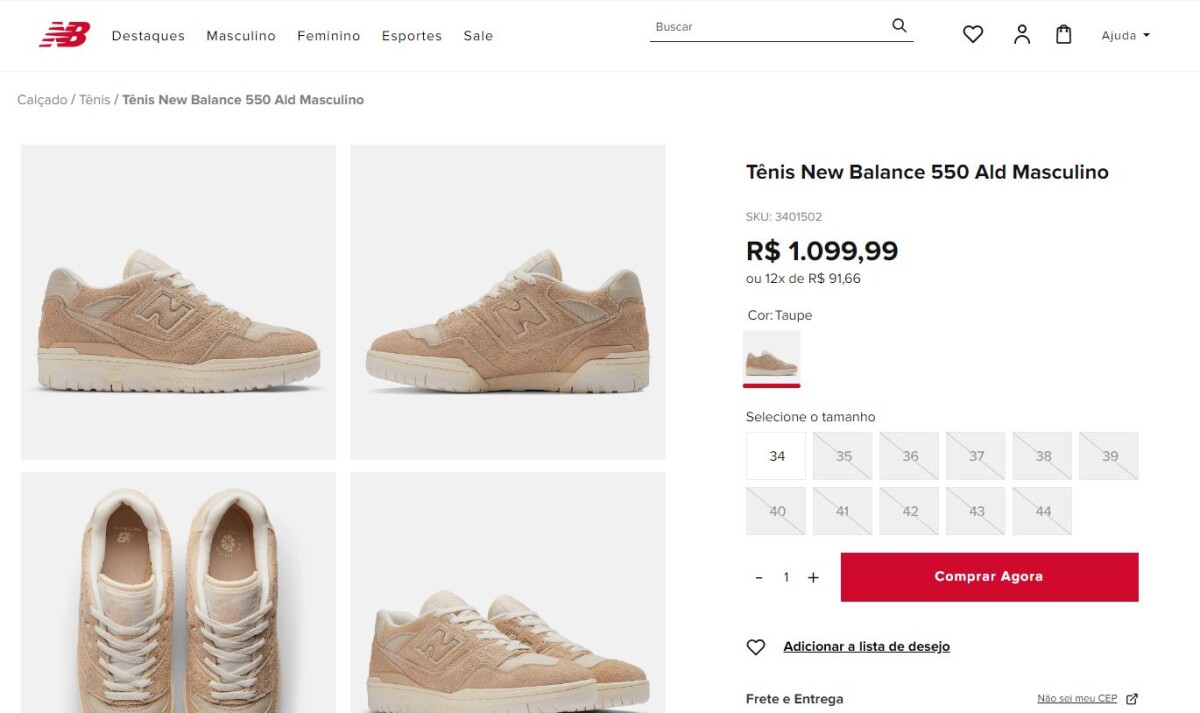 Foto: O tênis New Balance pode ser comprado por pouco mais de mil reais ...