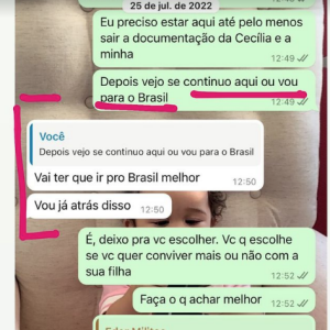 Karoline Lima mostrou o ex-namorado a mandando voltar a morar no Brasil