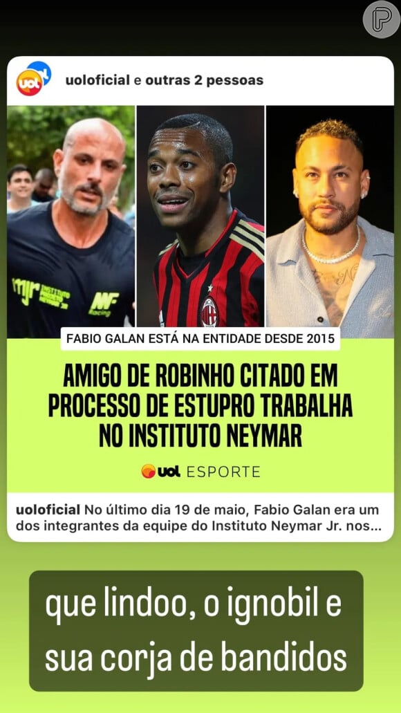 Luana Piovani ataca Neymar após descobrir que amigo de Robinho, citado em processo de estupro, é funcionário do jogador: 'Corja de bandidos'