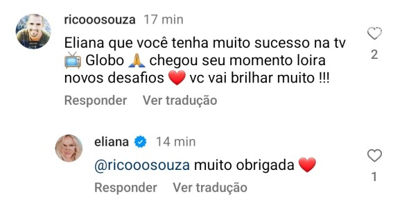 Print de Eliana foi divulgado por um perfil no X, antigo Twitter, e está dando o que falar na web