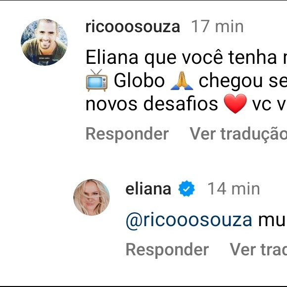 Print de Eliana foi divulgado por um perfil no X, antigo Twitter, e está dando o que falar na web