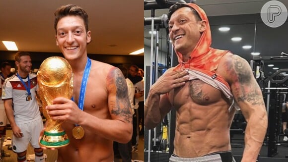 Mesut Ozil transformou seu corpo na academia e não perde a oportunidade de mostrar o quanto está definido