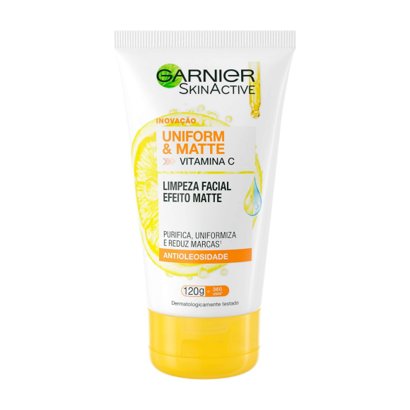 Limpeza Facial Uniform & Matte Vitamina C Antioleosidade 120g, Garnier