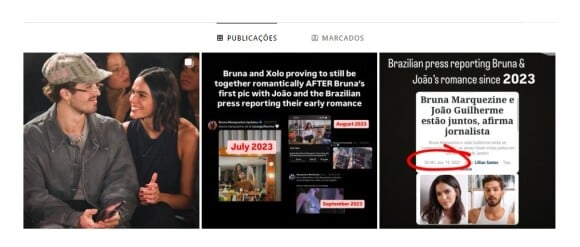 Um internauta criou um perfil anônimo com o intuito de provar que Bruna Marquezine mantinha um relacionamento com Xolo Maridueña quando iniciou o affair com João Guilherme