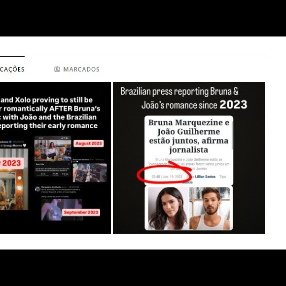 Um internauta criou um perfil anônimo com o intuito de provar que Bruna Marquezine mantinha um relacionamento com Xolo Maridueña quando iniciou o affair com João Guilherme