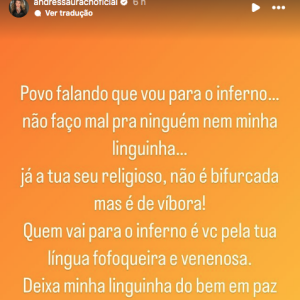 Depois das críticas, Andressa Urach fez um desabafo na web e mandou um recado para os religiosos