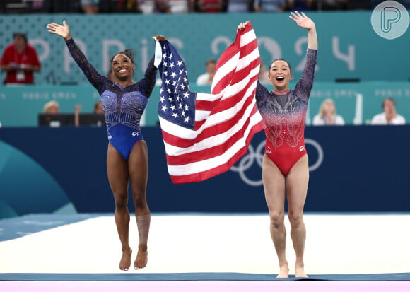 Simone Biles e Suni Lee chamaram atenção com collants brilhosos