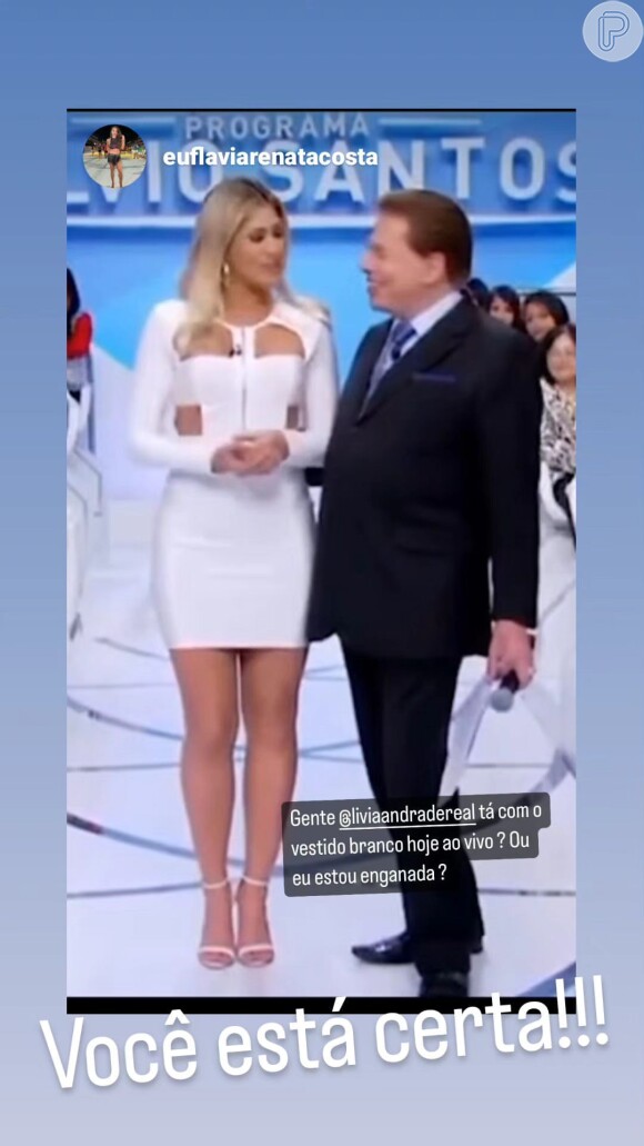 Fãs resgataram fotos de Lívia Andrade com Silvio Santos usando o mesmo vestido