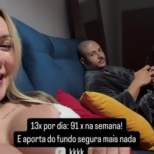 Andressa Urach mostrou o namorado em um vídeo e disse que o rapaz está cansado de tanto transar