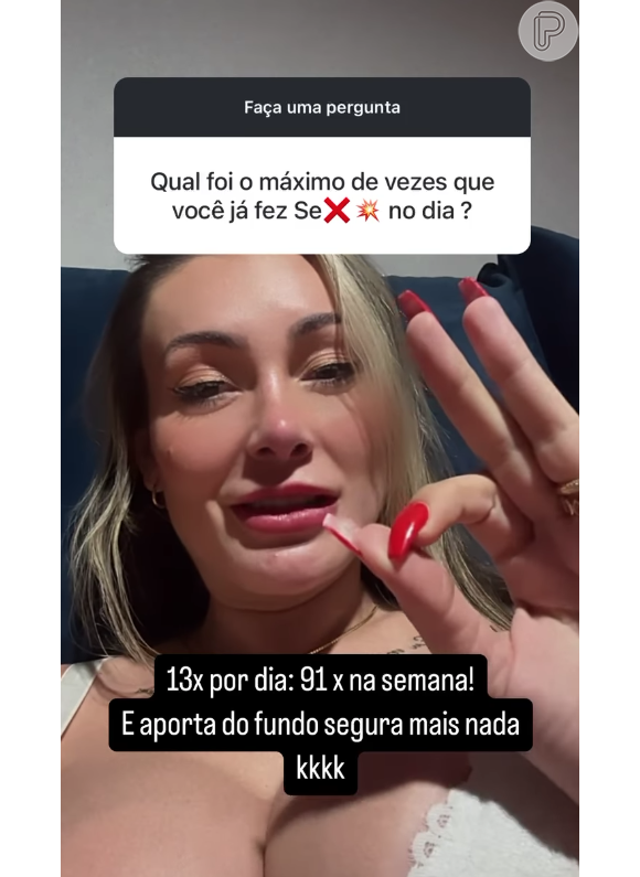 Na legenda do vídeo, Andressa Urach brincou com a situação do seu ânus, dizendo não estar "segurando mais nada"