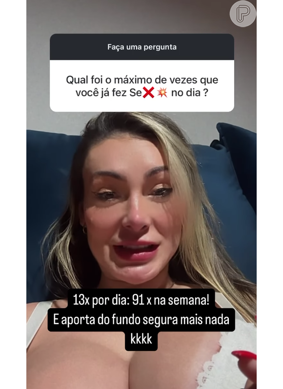 Agora, Andressa Urach está dando o que falar ao revelar fazer sexo 13 vezes por dia com Lucas Ferraz