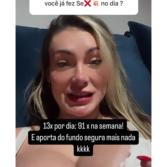 Agora, Andressa Urach está dando o que falar ao revelar fazer sexo 13 vezes por dia com Lucas Ferraz