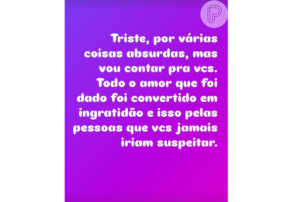 Debora Maia escreveu nos stories como se sente incomodada com as atitudes de pessoas próximas