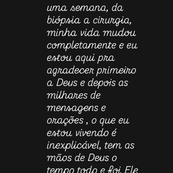 Vera Viel após ser operada para retirada de um tumor raro fez um relato sobrenatural na web: 'Deus me disse que me daria vida e que não era a minha hora de ficar com Ele'