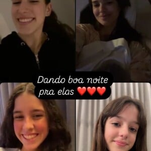 Vera Viel e as três filhas (Helena, Maria e Clara) fizeram chamada de vídeo com a mãe ainda no hospital