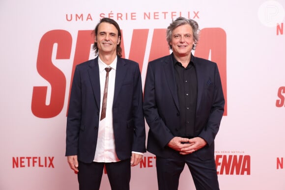 Fabiano Gullane e Caio Gullane na première da série "Senna" no Auditório Ibirapuera, em São Paulo