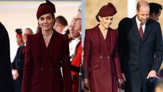 O significado oculto e emocionante do look burgundy de Kate Middleton ao receber 1ª visita internacional após câncer