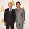 Bradley Cooper e Clint Eastwood prestigiam o almoço promovido para os indicados ao Oscar 2015, em Los Angeles, nos Estados Unidos, em 2 de fevereiro de 2015