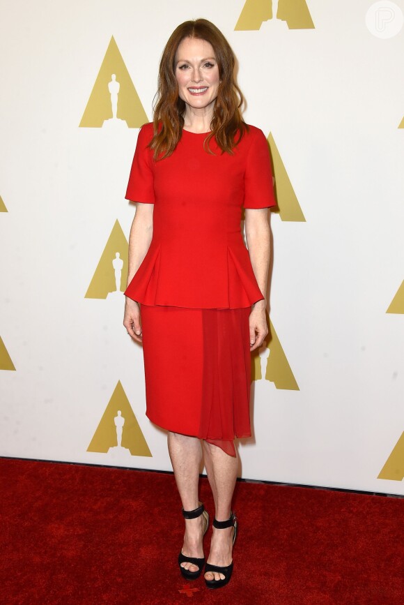 Julianne Moore prestigia o almoço promovido para os indicados ao Oscar 2015, em Los Angeles, nos Estados Unidos, em 2 de fevereiro de 2015