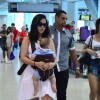 Wanessa embarcou com o filho caçula, João Francisco, no aeroporto Santos Dumont, nesta quinta-feira, 19 de fevereiro de 2015