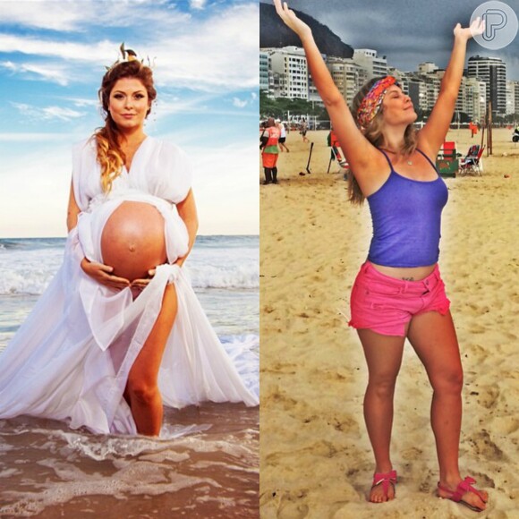 Bárbara Borges foi mãe pela primeira vez em junho de 2014, quando nasceu Martim Bem. Em pouco tempo, a atriz já exibia o corpo mais enxuto na praia