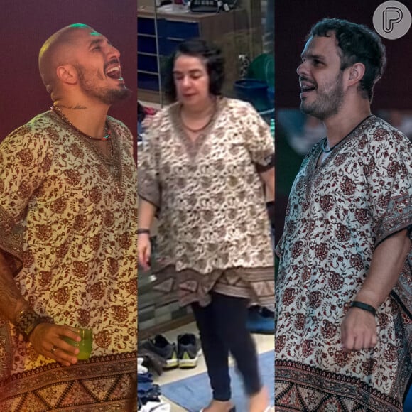 Fernando e Adrilles repetiram o look usado por Mariza no 'Big Brother Brasil 15'
