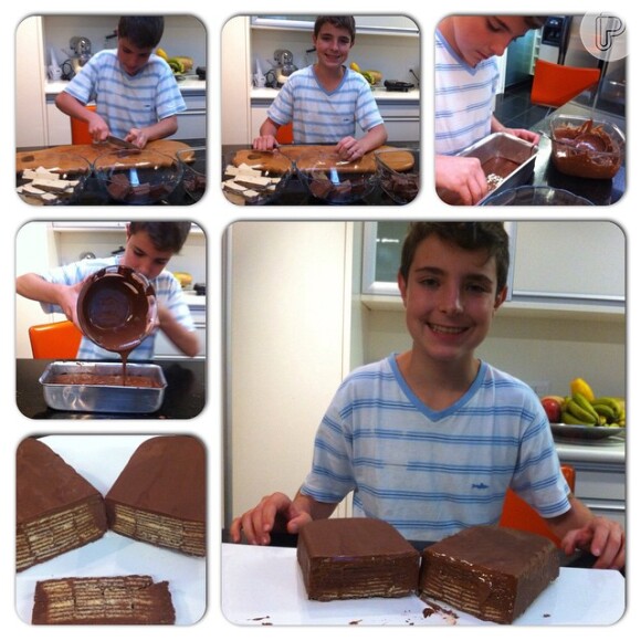 Filho de Gugu Liberato, João Augusto também cozinhou um chocolate tipo wafer