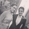 Enzo posa ao lado da mãe no casamento de Fernanda Souza e Thiaguinho
