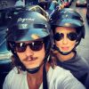 Cleo Pires e Romulo Neto passeiam de moto em Buenos Aires, nesta segunda-feira, 20 de abril de 2015
