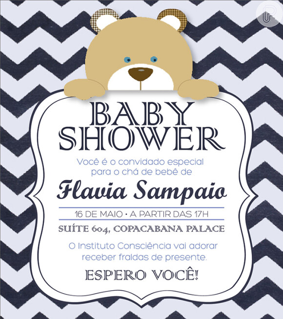 Flávia Sampaio mostrou convite do chá de bebê do primeiro filho