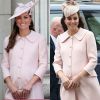 No dia 9 de março de 2015, Kate Middleton repetiu um look usado em junho de 2013. O sobretudo cor-de-rosa vestido por ela nas duas ocasiões é da grife Alexander McQueen