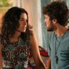 Taís (Maria Flor) descobre que Pedro (Jayme Matarazzo) a traiu com Júlia (Isabelle Drummond) e o confronta, em 'Sete Vidas', em maio de 2015