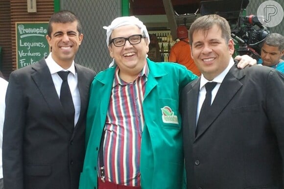 Márcio Ribeiro ao lado de Marcius Melhem e Leandro Hassum, durante participação no humorístico 'Os Caras de Pau'