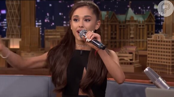 Ariana Grande também chamou atenção em outra edição do 'The Tonight Show' imitando Celine Dion