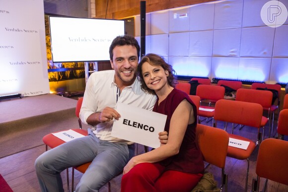 Rodrigo Lombardi e Drica Moraes posam na coletiva de lançamento da novela 'Verdades Secretas'