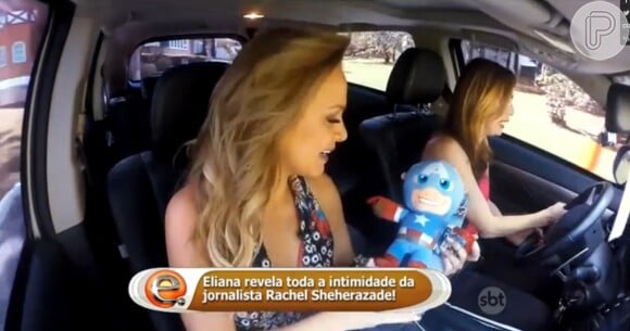Rachel Sheherazade ainda deu um boneco do Capitão América de presente para o filho de Eliana