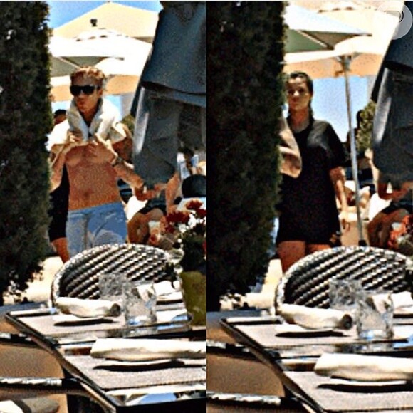 Justin Bieber e Selena Gomez foram flagrados neste sábado, 11 de julho de 2015, na piscina do Hotel Montage, em Beverly Hills, na California