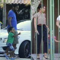 Taís Araújo e Lázaro Ramos recebem ajuda de babá em passeio com os filhos