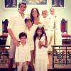 Márcio Garcia e sua família no batizado do caçula João